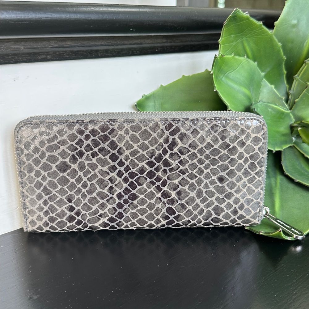 Michael Kors Genuine Leather Python Embossed Zip-… - image 3